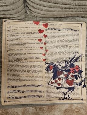 2 Alice in Wonderland Heart Rabbit Decorative Throw Pillow Cover